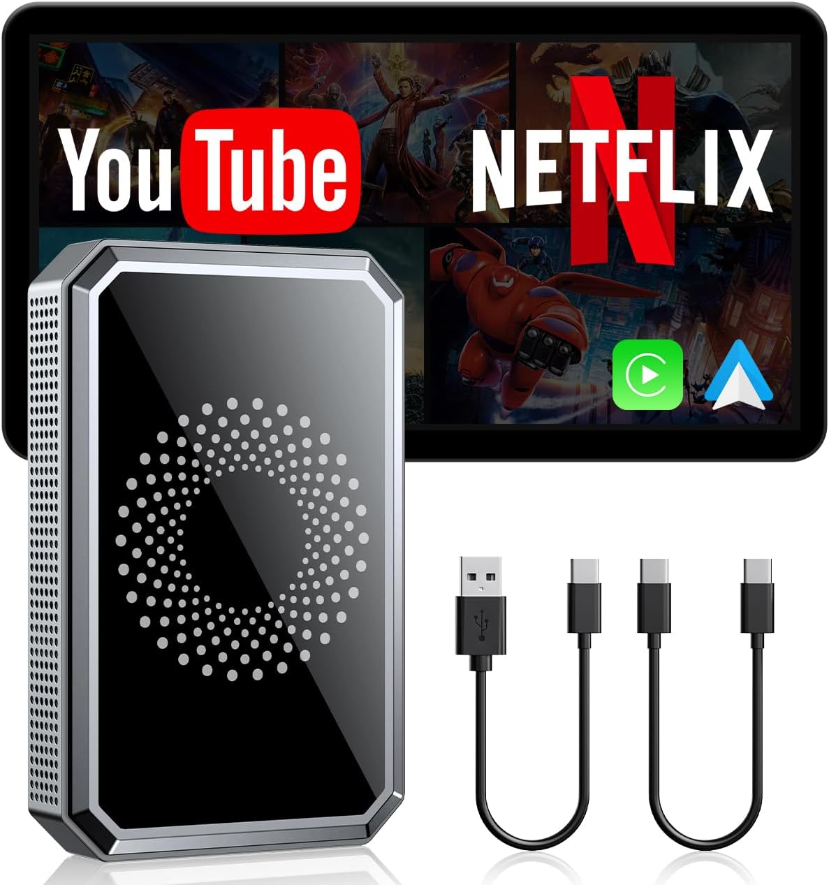 📱 Smart Car Upgrade! 3in1 Android Box + CarPlay Adapter (HDMI Compatible)