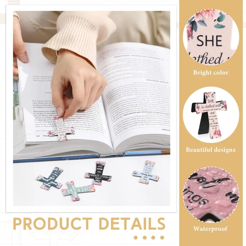 📖16 magnetische Lesezeichen in Kreuzform – Geschenke für Bibelstudium, Leser, Lehrer und Studenten🌸✝️