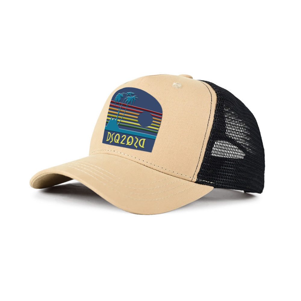 Dsq2 Hat Men'S Hard Top Trendy Printed Sun Hat Peaked Cap Casual Outdoor Hat Unisex Mesh Baseball Cap