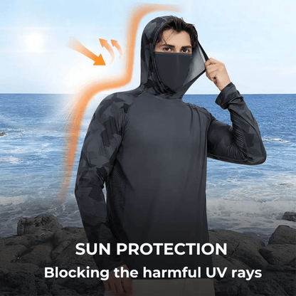 Outdoor activity essential—hooded mask integrated design 🌞 360° sun protection with no dead angles.