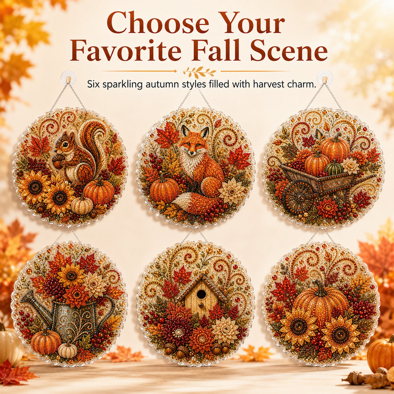 ✨Autumn Diamond Painting Hanging Ornament Kit | Luxury Flocked Canvas with Scratch-Resistant Non-Fading Diamond Beads DIY Handmade Fall Hanging Decor 🍁💎