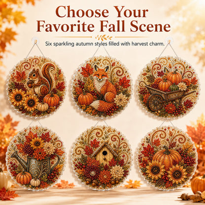 ✨Autumn Diamond Painting Hanging Ornament Kit | Luxury Flocked Canvas with Scratch-Resistant Non-Fading Diamond Beads DIY Handmade Fall Hanging Decor 🍁💎