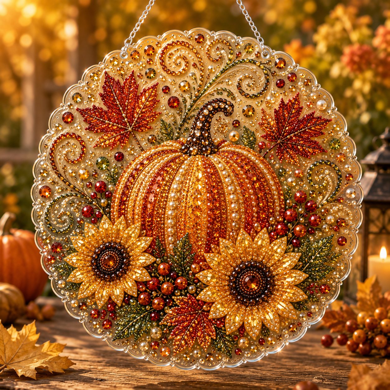 ✨Autumn Diamond Painting Hanging Ornament Kit | Luxury Flocked Canvas with Scratch-Resistant Non-Fading Diamond Beads DIY Handmade Fall Hanging Decor 🍁💎