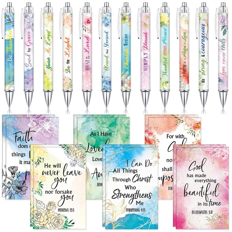 ✝️Christian Gifts Set: Motivational Pens & Bible Verse Notebooks – Inspire Your Faith Journey🌸