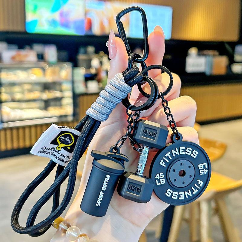 🏋️‍♀️Fitness Keychain Set, MSilicone Dumbbell Kettlebell Weight Plate Keychains