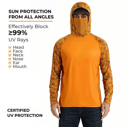 Outdoor activity essential—hooded mask integrated design 🌞 360° sun protection with no dead angles.