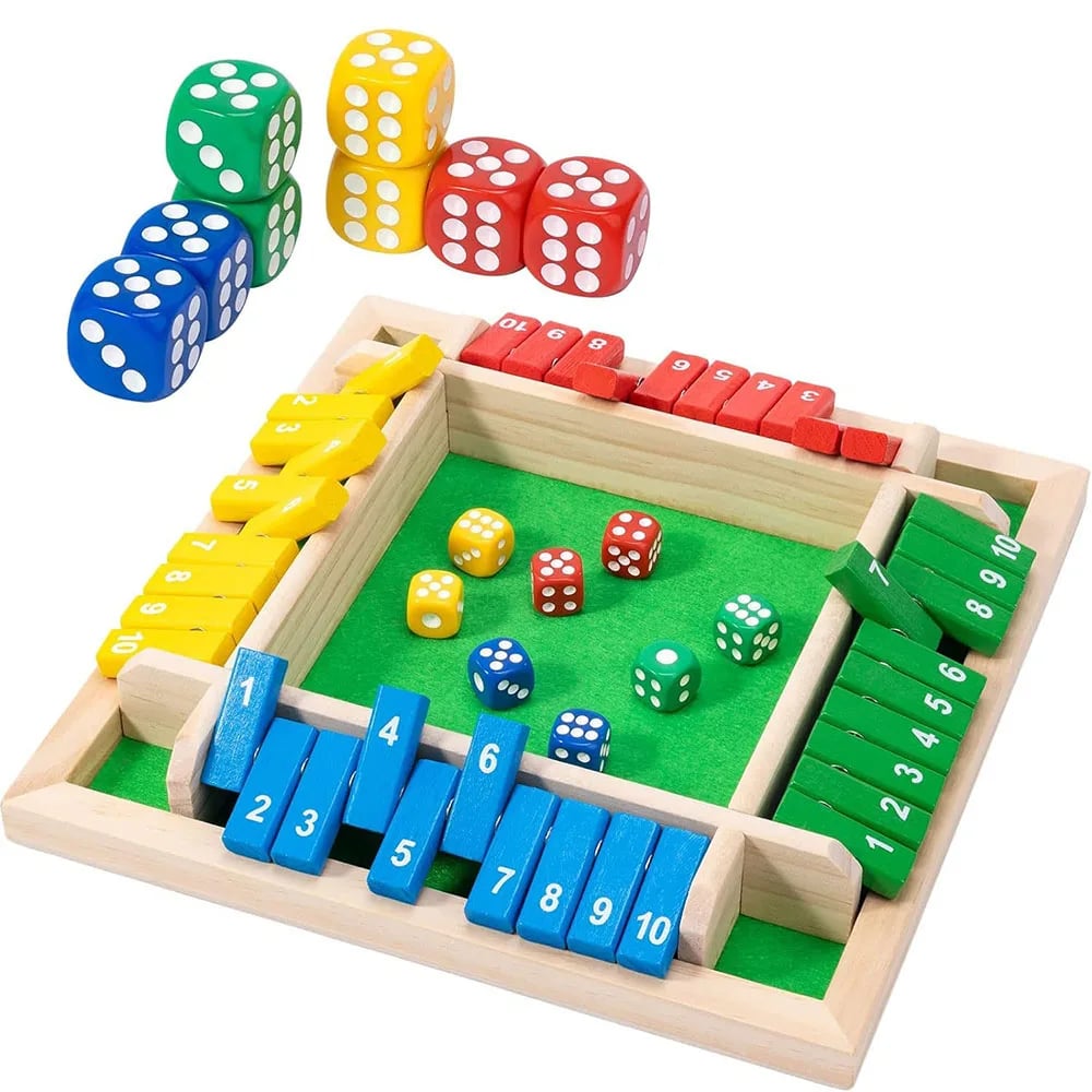 🏆🎁SHUT THE BOX-WOODEN DICE BOARD GAME