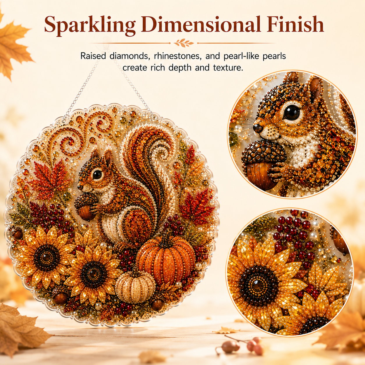 ✨Autumn Diamond Painting Hanging Ornament Kit | Luxury Flocked Canvas with Scratch-Resistant Non-Fading Diamond Beads DIY Handmade Fall Hanging Decor 🍁💎