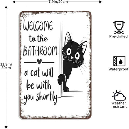 Vintage Black & White Cat Wall Art