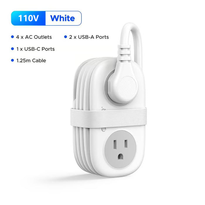 Travel Power Strip,4 Outlets 2 USB Ports (1 USB C) with 4FT Wrapped Short Extension Cord Small Power Strip