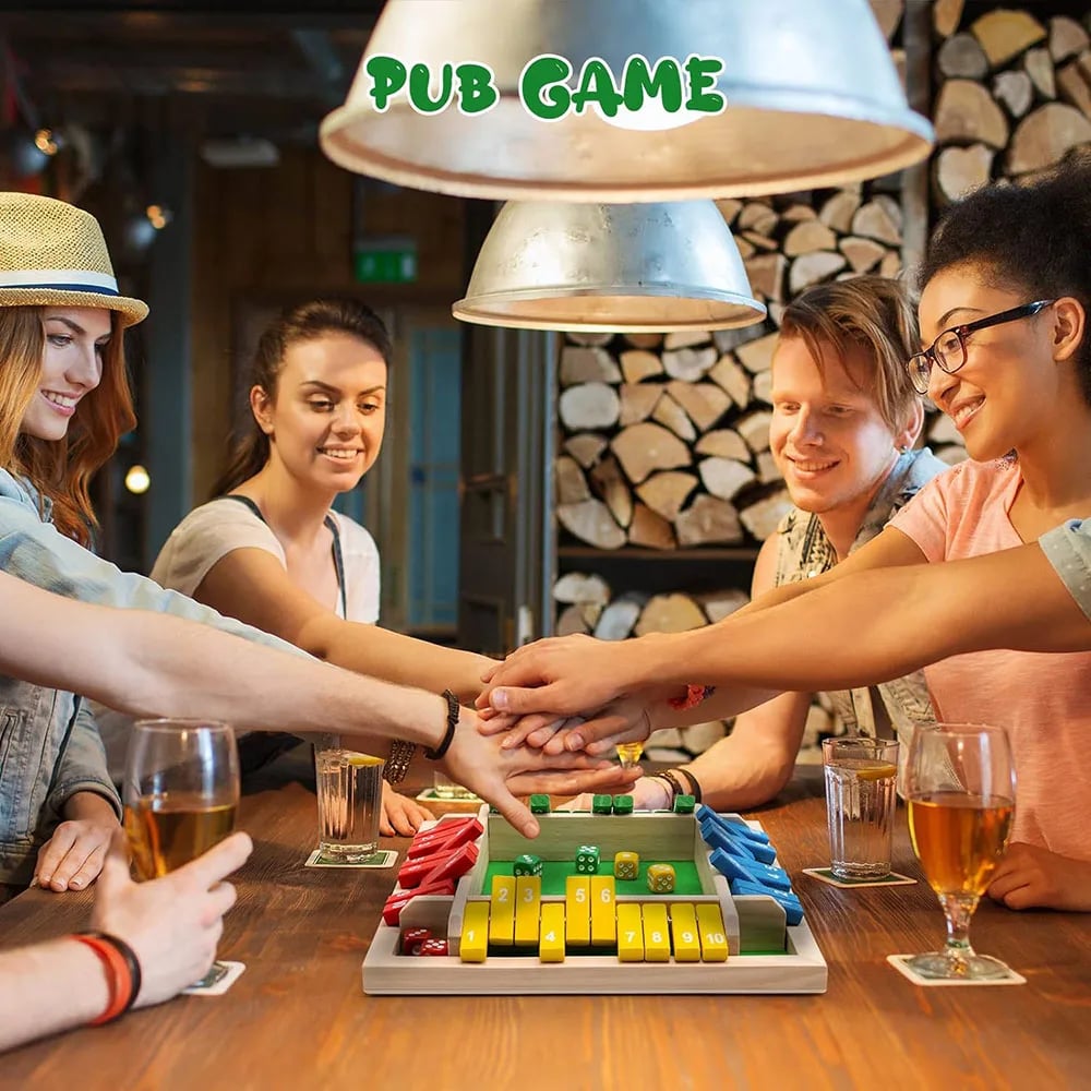🏆🎁SHUT THE BOX-WOODEN DICE BOARD GAME