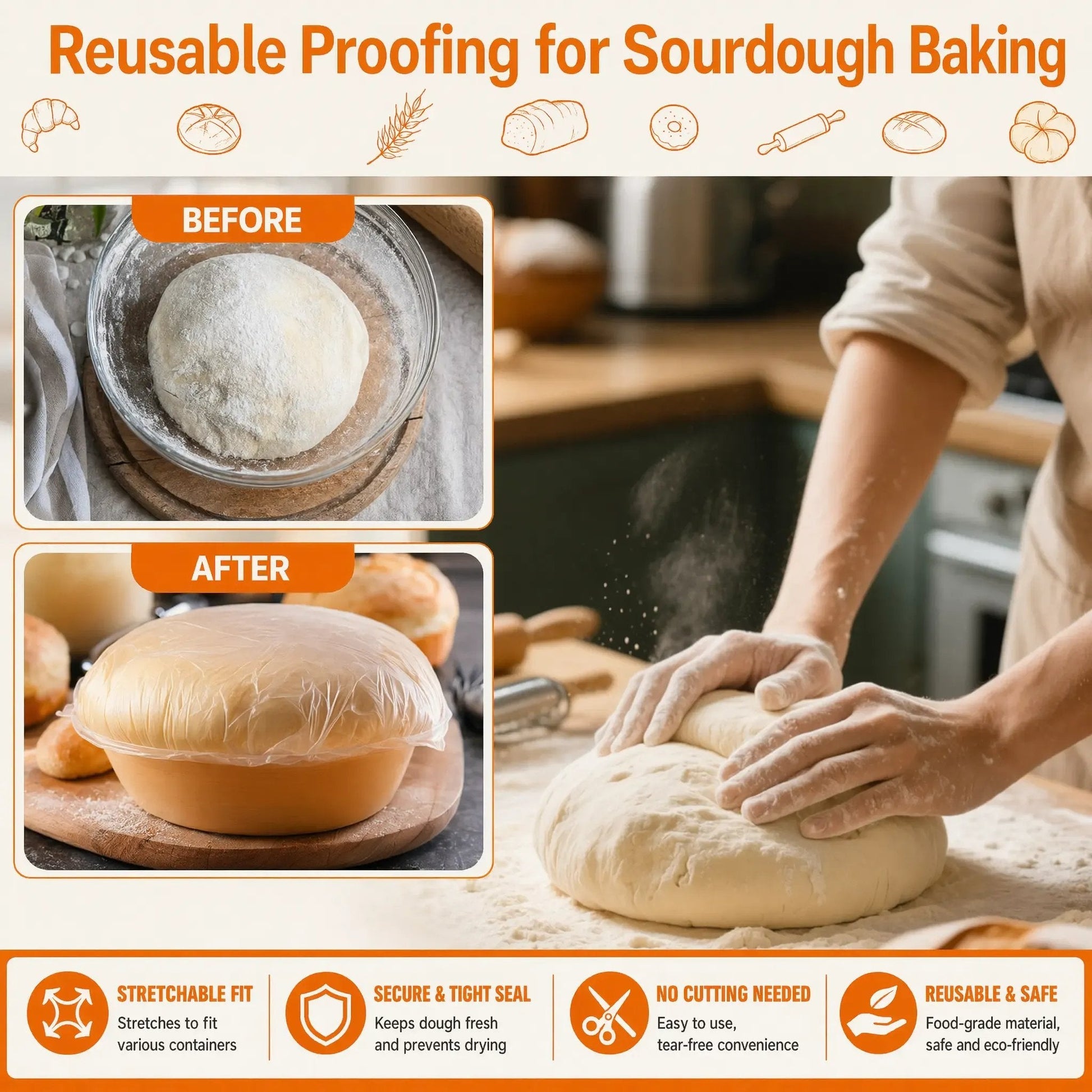 🔥Buy More Save More🔥100pcs Food-grade disposable cling film - Kitchen Bread Proofing