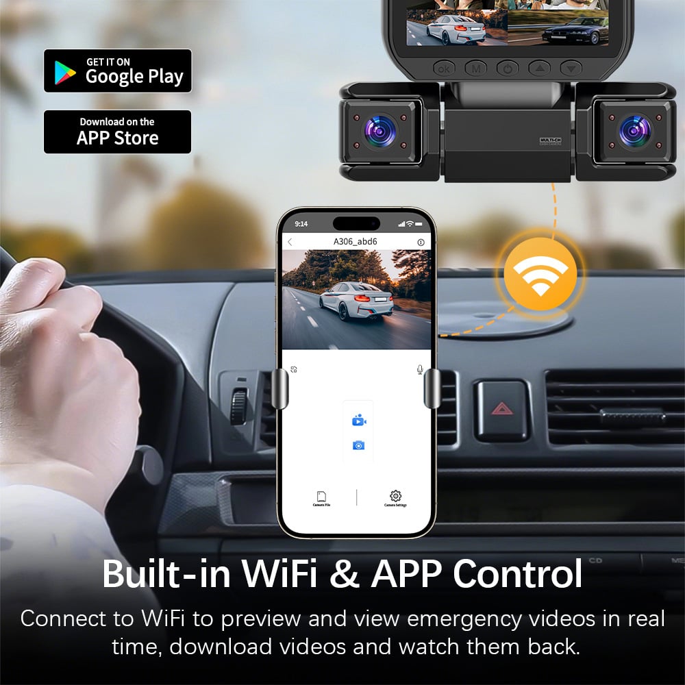 360° Car DVR WiFi 4Channels Dash Cam Video Recorder
