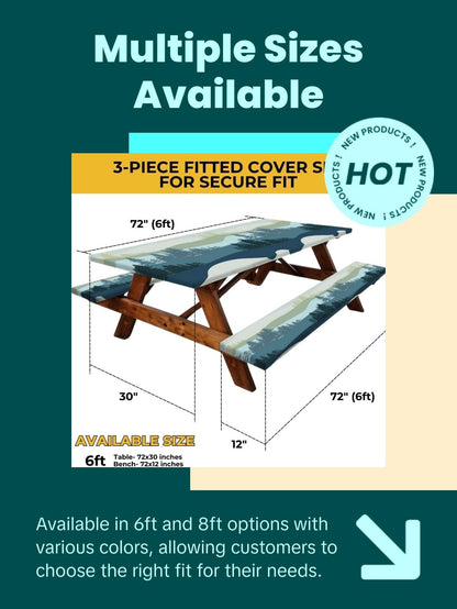 Waterproof Picnic Table Cover Set 🧺 – Fitted Outdoor Tablecloth Kit