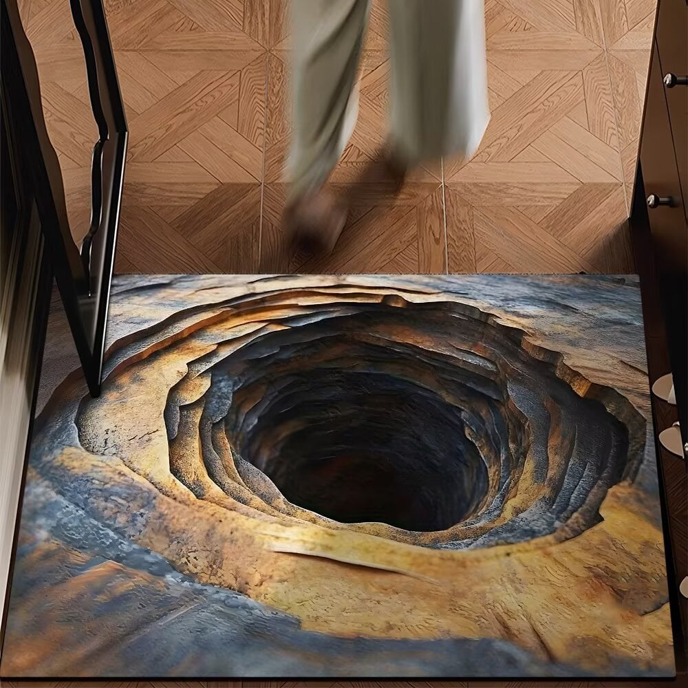 Visual Illusion Endless Abyss Pattern HD Printed Non-Slip Doormat