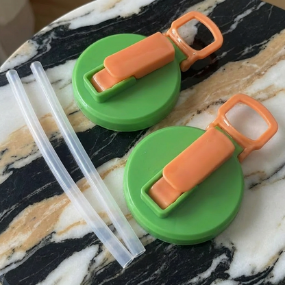 2-in-1 Reusable Silicone Can Lid with Straws – Spill-Proof Drink Cover for On-the-Go (2-Pack)