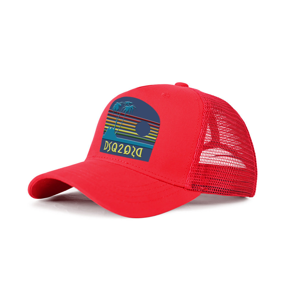 Dsq2 Hat Men'S Hard Top Trendy Printed Sun Hat Peaked Cap Casual Outdoor Hat Unisex Mesh Baseball Cap