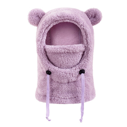 Winter Balaclava & Neck Warmer Hat - Windproof Thermal Kids Full Face Mask with Detachable Hood