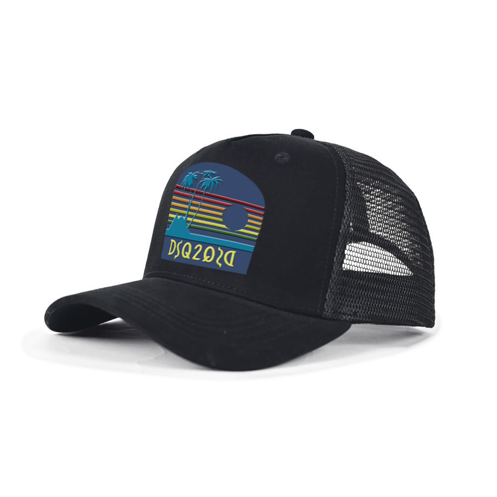 Dsq2 Hat Men'S Hard Top Trendy Printed Sun Hat Peaked Cap Casual Outdoor Hat Unisex Mesh Baseball Cap
