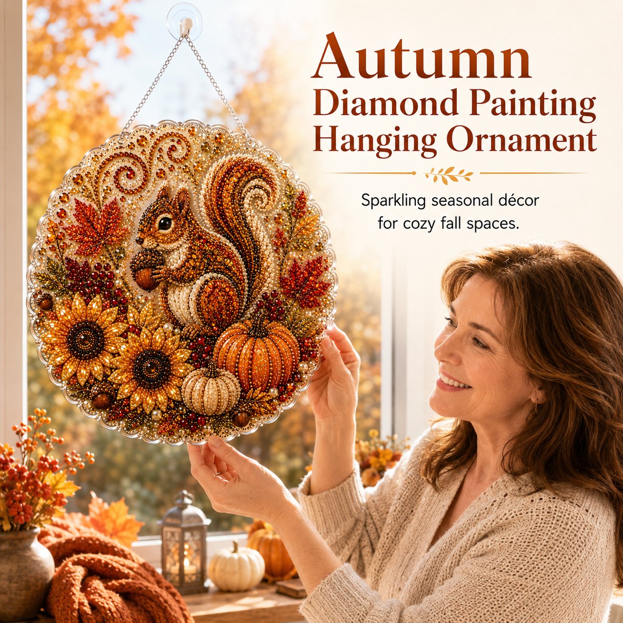 ✨Autumn Diamond Painting Hanging Ornament Kit | Luxury Flocked Canvas with Scratch-Resistant Non-Fading Diamond Beads DIY Handmade Fall Hanging Decor 🍁💎