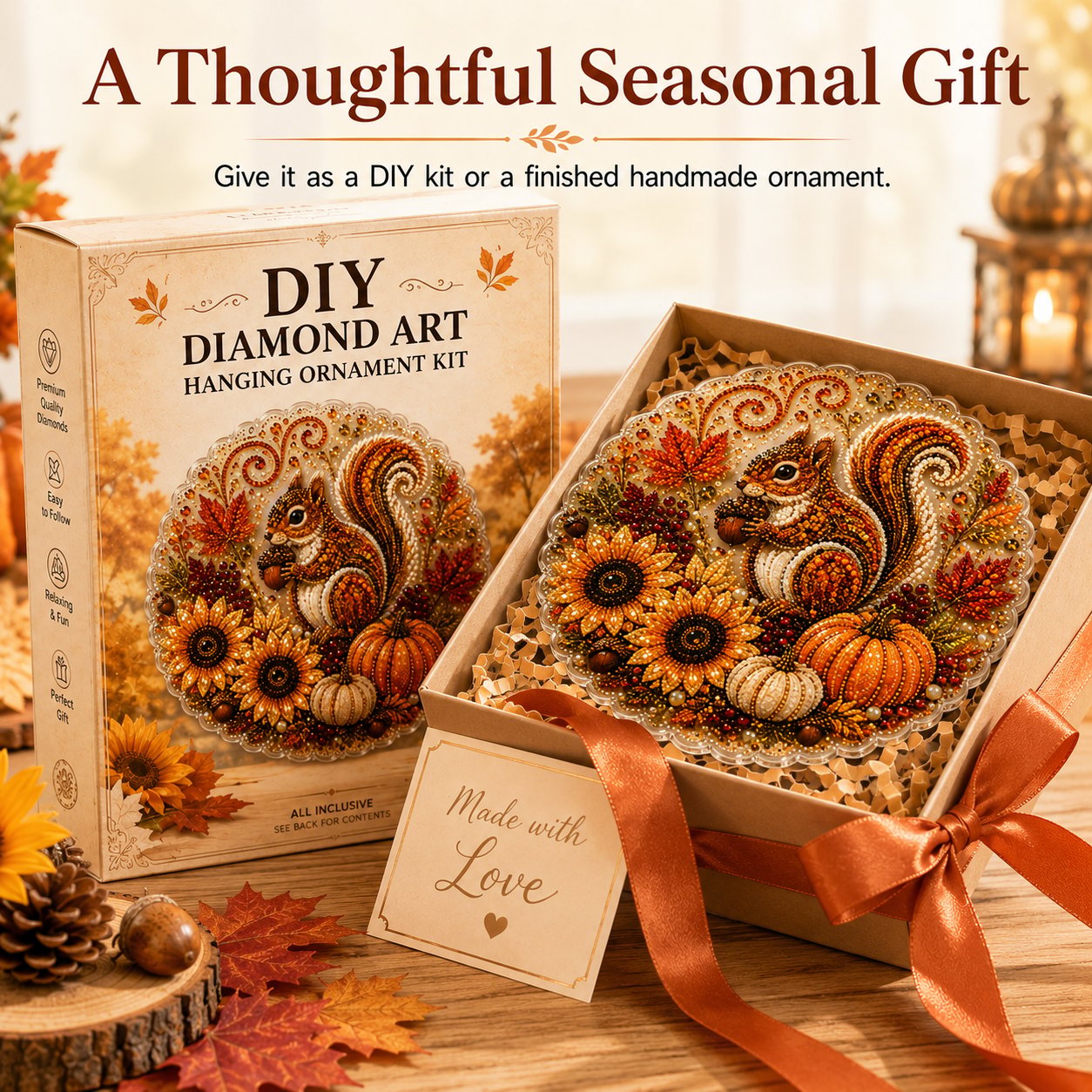 ✨Autumn Diamond Painting Hanging Ornament Kit | Luxury Flocked Canvas with Scratch-Resistant Non-Fading Diamond Beads DIY Handmade Fall Hanging Decor 🍁💎