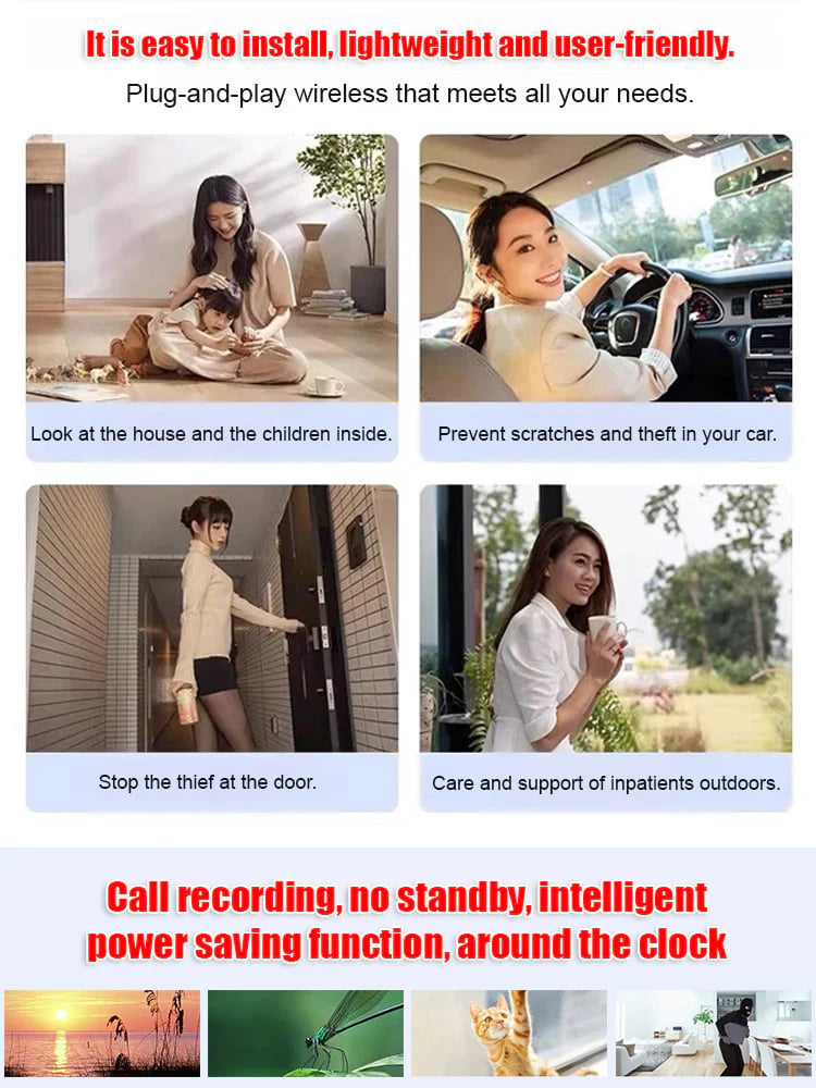 [Hidden Camera 1080P HD night vision]No WIFI or electricity required💯Tiny and installs in 1 second ⚠️Remote real-time viewing