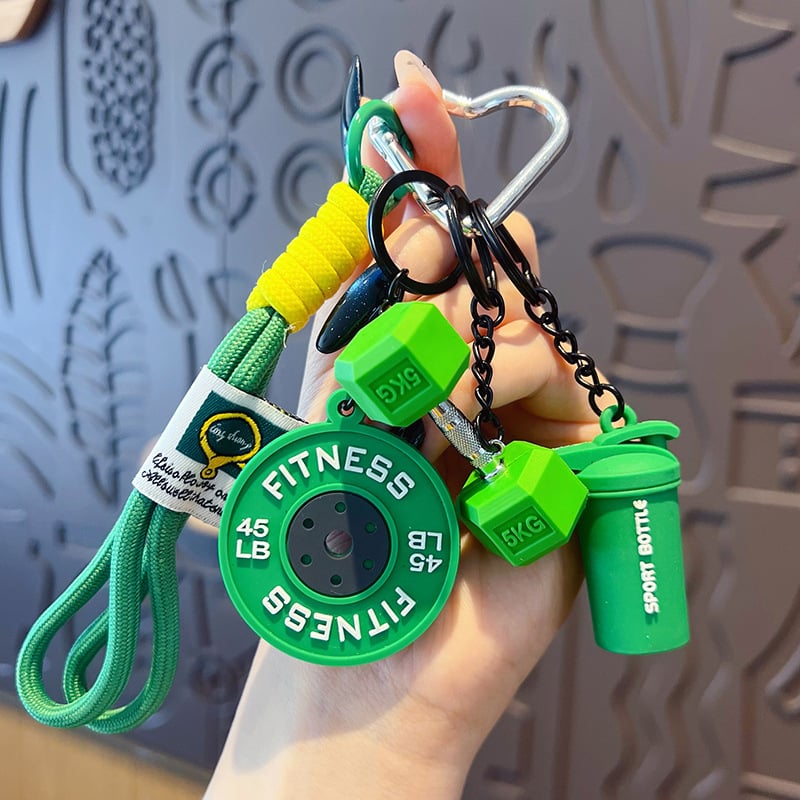 🏋️‍♀️Fitness Keychain Set, MSilicone Dumbbell Kettlebell Weight Plate Keychains