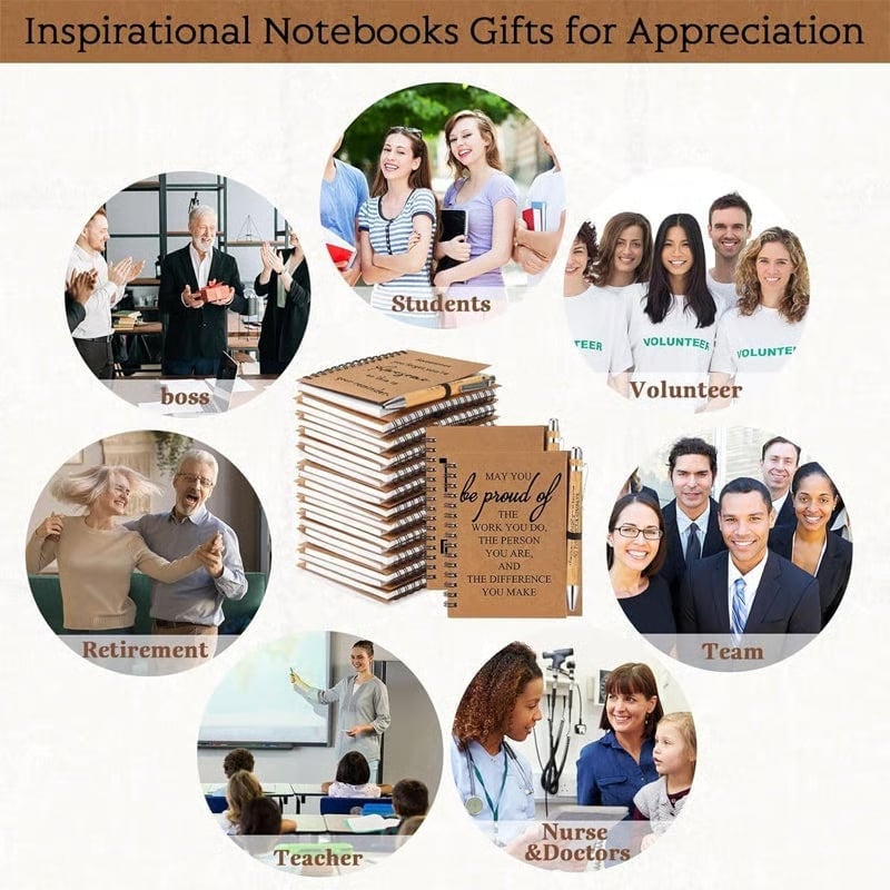 ❤️“Proud of You" Inspirational Keychain, Notepad & Bamboo Pen Gifts Set