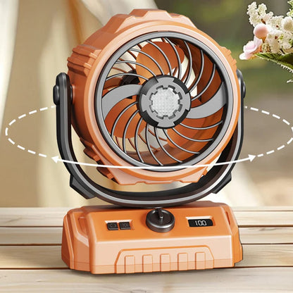 100-Speed Turbo Camping Fan – Rechargeable & powerful – Compact, quiet & long battery life – perfect for tents, RVs or outdoor workspaces 🔋⛺✨