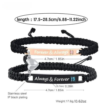 💖Valentine's Day Hot Sale - 💝 Adjustable couple bracelets with heart charm for love