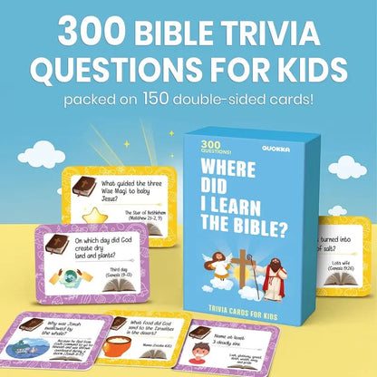 ✝️Bible Trivia Card Game – 300 Questions for Family Fun & Faith Learning (Ages 6+)