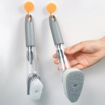Brush Cleaning Scrubber Kitchen Dish Wash Pot Sponge Automatic Liquid Dispenser