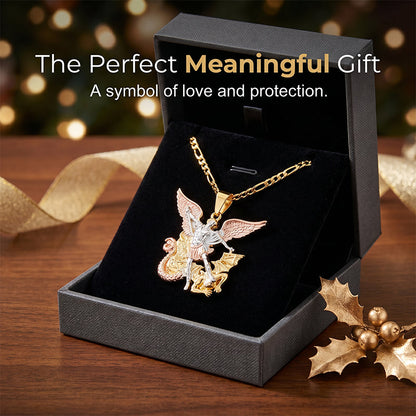 📢📢48% OFF !! ⏰Tri-Tone Angel Guardian Pendant Necklace🪽📿