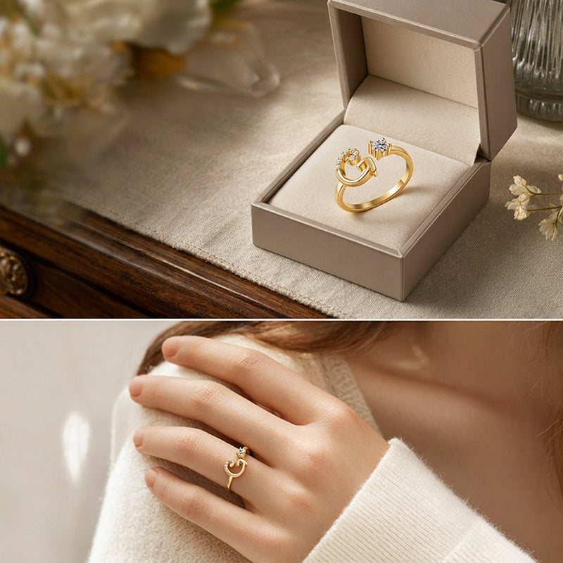 ⏳Limited-time 47% off⏰Adjustable Sparkle Initial Ring for Women💍