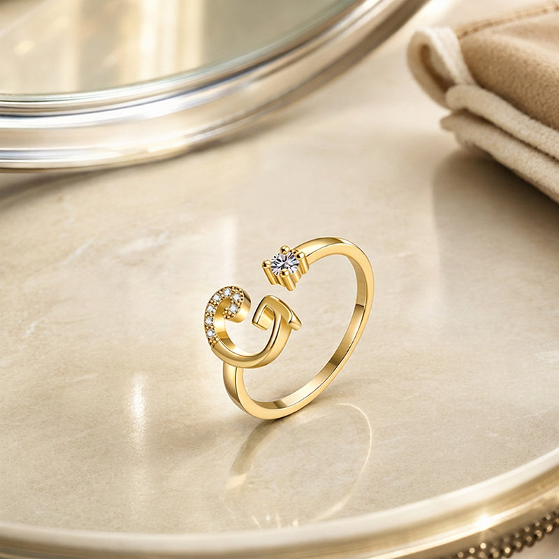 ⏳Limited-time 47% off⏰Adjustable Sparkle Initial Ring for Women💍
