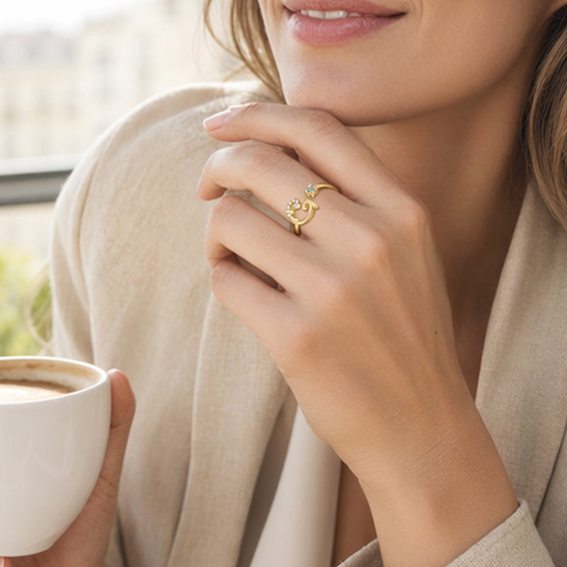 ⏳Limited-time 47% off⏰Adjustable Sparkle Initial Ring for Women💍