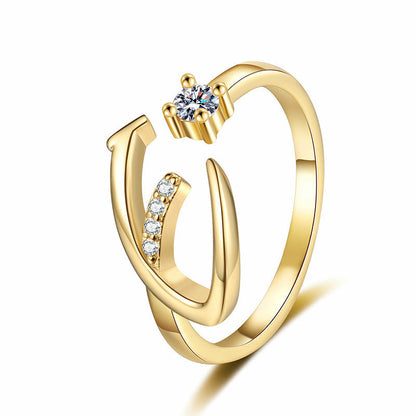 ⏳Limited-time 47% off⏰Adjustable Sparkle Initial Ring for Women💍
