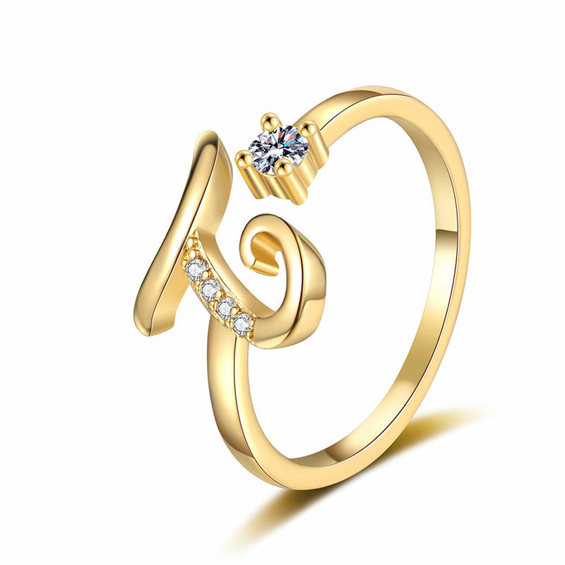 ⏳Limited-time 47% off⏰Adjustable Sparkle Initial Ring for Women💍