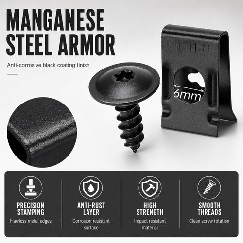 🔩🚗 Universal Car Metal U-Type Clips & Screws Set – Heavy-duty, rust-resistant & versatile sizes – Perfect for auto trim, panels & interior repairs 🔧