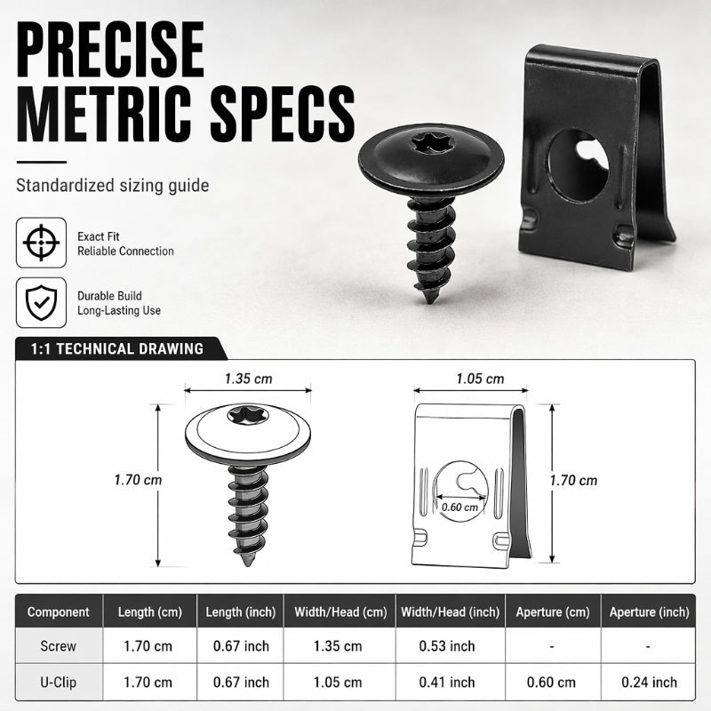 🔩🚗 Universal Car Metal U-Type Clips & Screws Set – Heavy-duty, rust-resistant & versatile sizes – Perfect for auto trim, panels & interior repairs 🔧