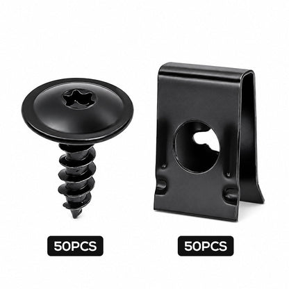 🔩🚗 Universal Car Metal U-Type Clips & Screws Set – Heavy-duty, rust-resistant & versatile sizes – Perfect for auto trim, panels & interior repairs 🔧