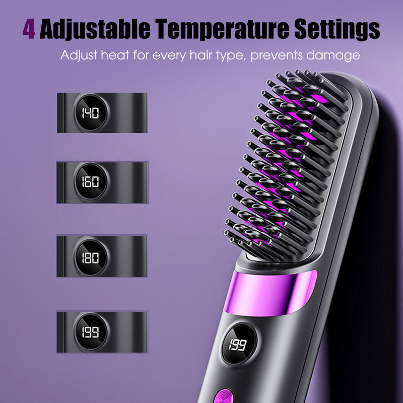 💇‍♀️50% OFF NOW ! ✨3-in-1 Cordless Hair Straightener Comb – USB rechargeable, adjustable temperature, anti-scald teeth, portable travel design. Women daily hair styling essential!
