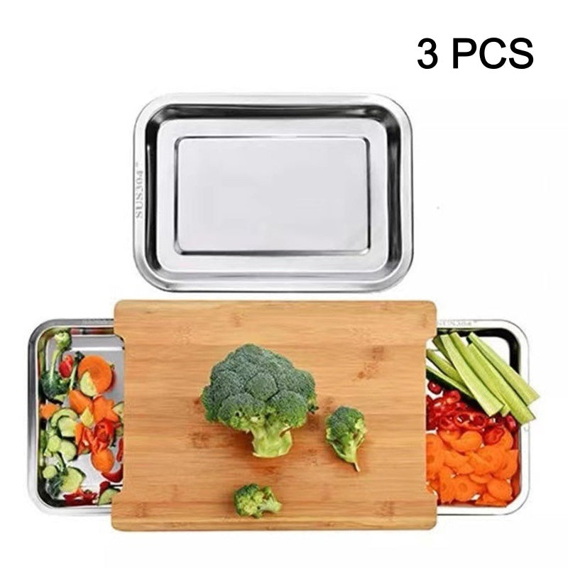 🔪Wooden Cutting Board with Slide-Out Trays