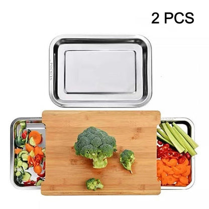 🔪Wooden Cutting Board with Slide-Out Trays