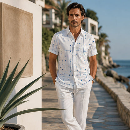 ☀️👔 LIMITED-TIME 50% OFF! Men’s Geometric Print Relaxed-Fit Button-Down Shirt – Soft Summer Feel, Roomy Comfort & Vacation-Ready Style ✨
