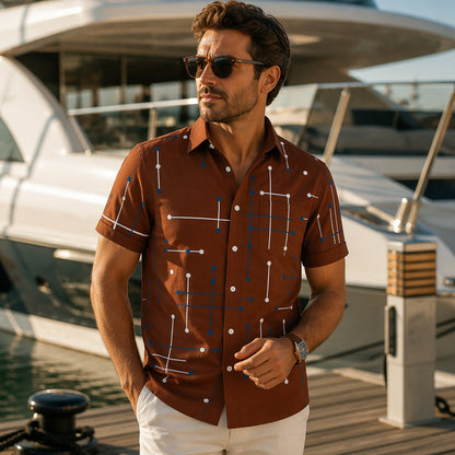 ☀️👔 LIMITED-TIME 50% OFF! Men’s Geometric Print Relaxed-Fit Button-Down Shirt – Soft Summer Feel, Roomy Comfort & Vacation-Ready Style ✨