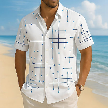 ☀️👔 LIMITED-TIME 50% OFF! Men’s Geometric Print Relaxed-Fit Button-Down Shirt – Soft Summer Feel, Roomy Comfort & Vacation-Ready Style ✨
