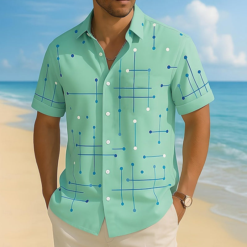☀️👔 LIMITED-TIME 50% OFF! Men’s Geometric Print Relaxed-Fit Button-Down Shirt – Soft Summer Feel, Roomy Comfort & Vacation-Ready Style ✨