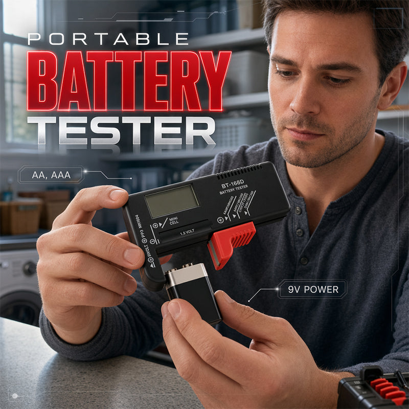 🛒 50% RABATT NU! 🔋 Universell digital batteritestare – Lättavläst display, Kompakt & Enkel hantering – Perfekt för Bilbatterier, Lilla batterier, Verktyg & Hushållsbruk 🌿