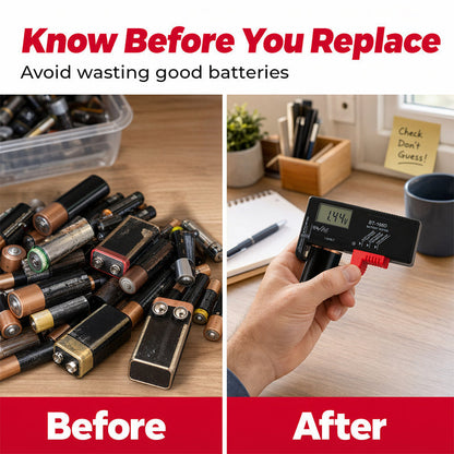 🛒 50% RABATT NU! 🔋 Universell digital batteritestare – Lättavläst display, Kompakt & Enkel hantering – Perfekt för Bilbatterier, Lilla batterier, Verktyg & Hushållsbruk 🌿